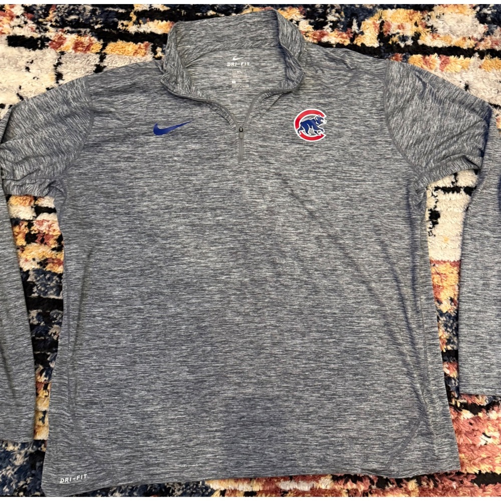 Nike Chicago Cubs Dri-FIT Quarter Zip Pullover Mens 3XL Grey MLB Space Dye Top